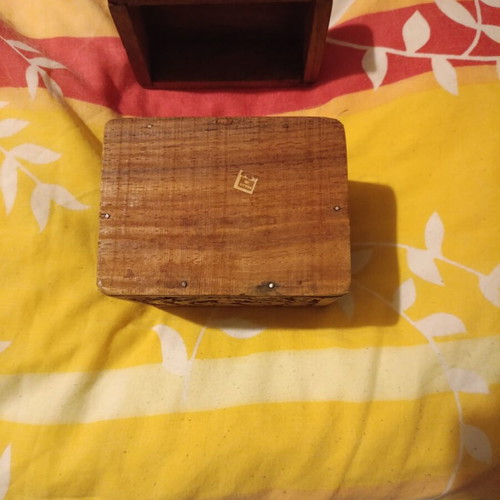 Wooden handmade carved box used