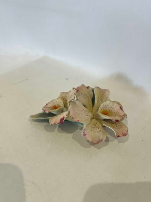 Vintage Capodimonte porcelain decorative orchid used