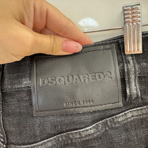 Dsquared2 Dalma Distressed Denim Mini Skirt new, size 40, black and grey