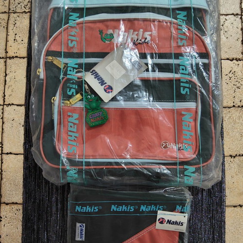 Vintage Nakis school bag and pencil case new, 90s set