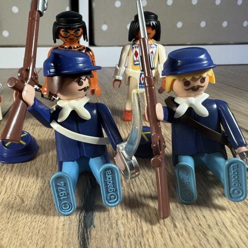Vintage Playmobil Western and Soldiers Lot with 6 Figures, Like New