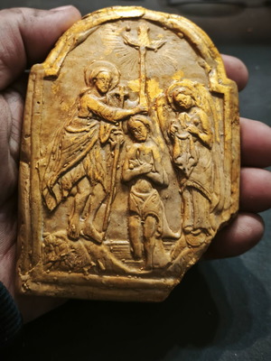 Baptism of Christ carved gypsum used