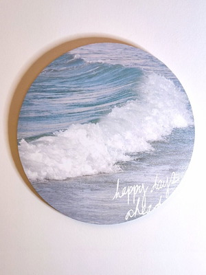 Round Canvas Wall Art "Happy Days Ahead" New, 40cm Diameter