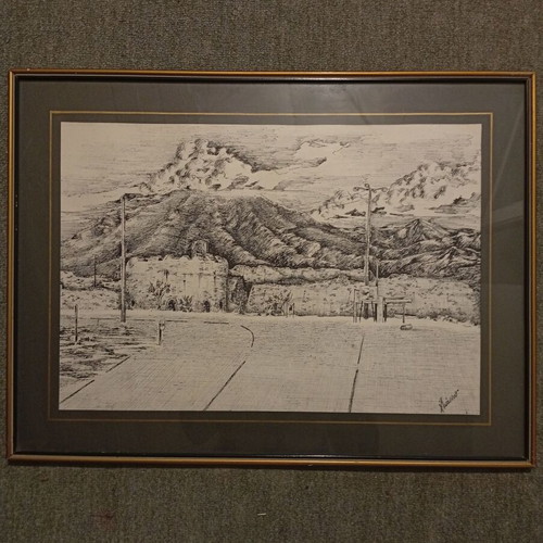 Ink drawing on paper artwork used, signed by artist