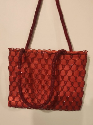 Evening bags like new, red and brown satin with beads