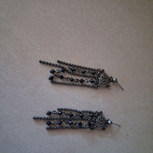 Black silver earrings used