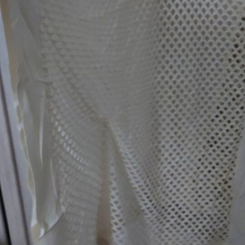 Cotton crop top like new with half mesh and half fabric design, size M