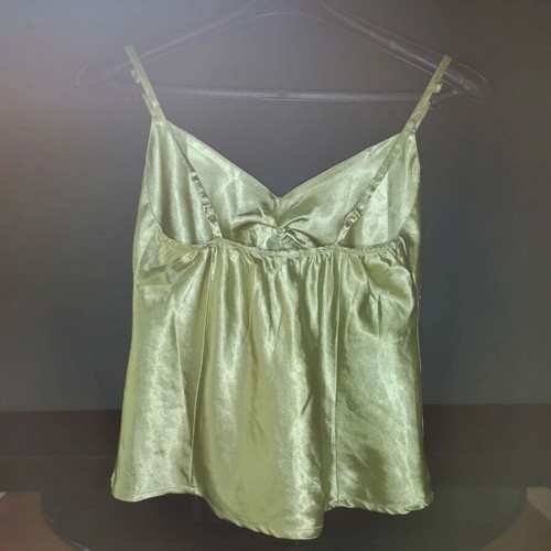 Satin Top with Spaghetti Straps Size L like new, light green