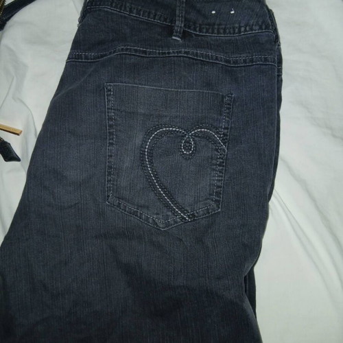 Black Flare Jeans like new with heart details, vintage early 2000s