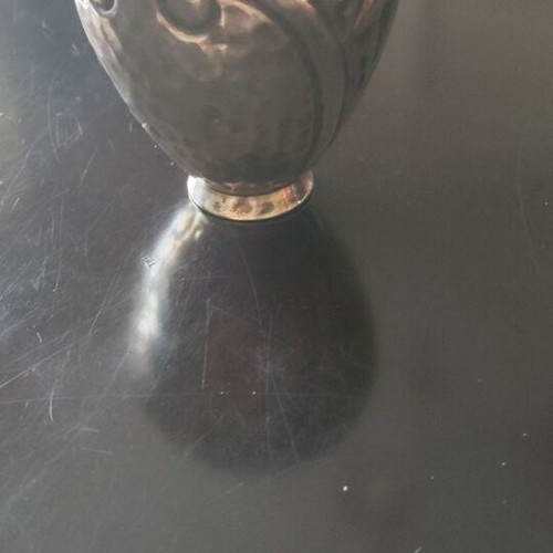 Silver-plated vase with handmade carving used