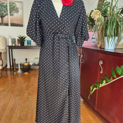 Polka Dot Midi Dress like new, black and white, size S