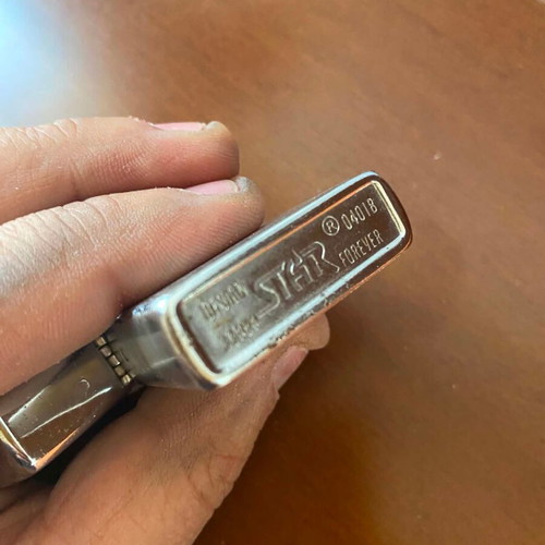 Star windproof lighter, brushed chrome finish