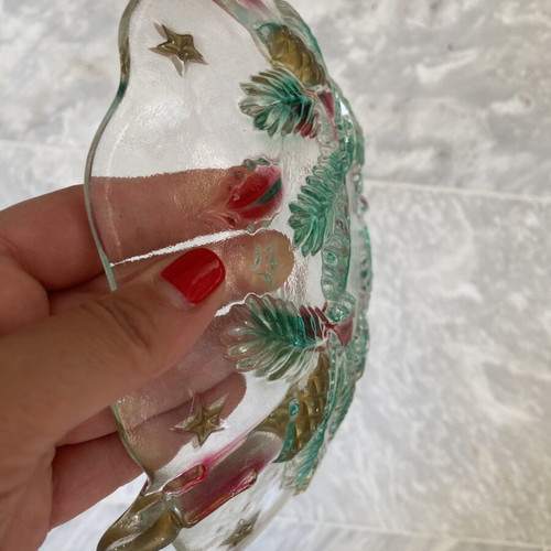 Vintage Christmas Glass Plate used, 1960s Walther
