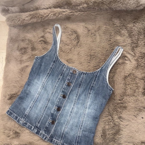 H&M Denim Blue Washed Corset Top Size XS New