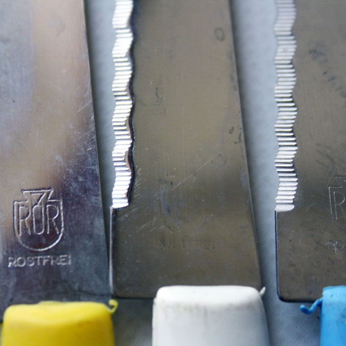 Vintage 70's ROR Rostfrei German kitchen knives set of 5 new