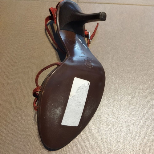 Versace sandals size 37 like new, red leather with metal details
