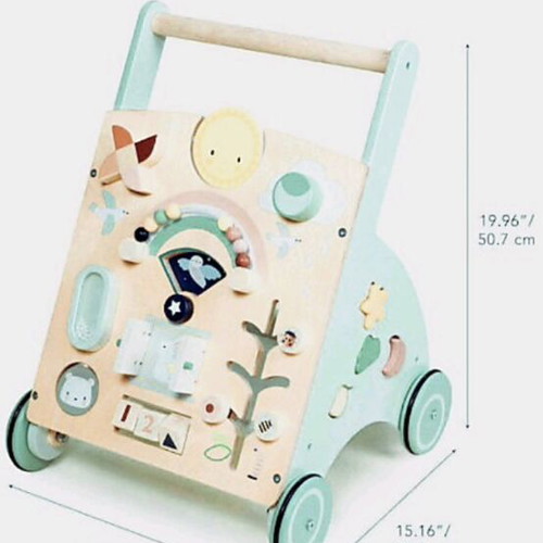 Sunshine Wooden Baby Walker by Tender Leaf Toys used with mirror