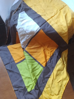 Pierre Cardin silk scarf used, multicolor with orange and green