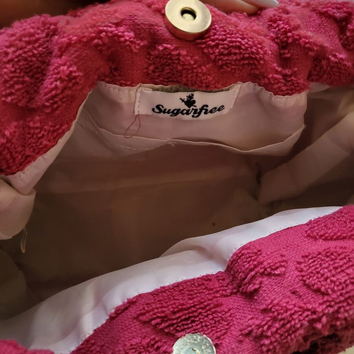 Sugar Free hand bag, pink fuchsia, terry fabric