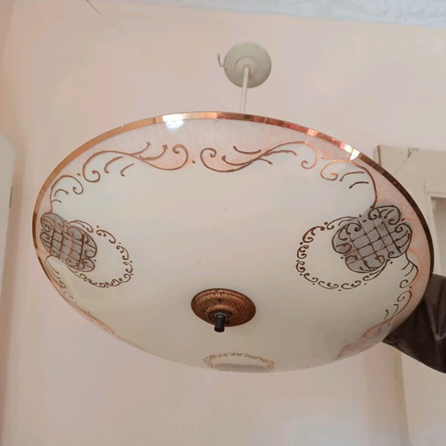 Pendant light with rose gold details like new, antique