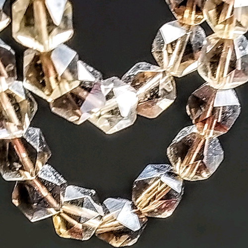 Handmade necklace from smoky quartz, new, length 42 cm + 6 cm chain