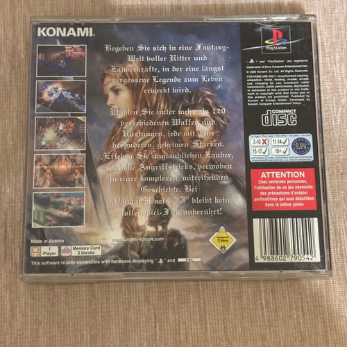 Vandal Hearts II PlayStation 1 PAL used with English menu