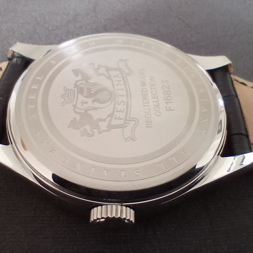 Festina Retrogade men's watch new, black and silver