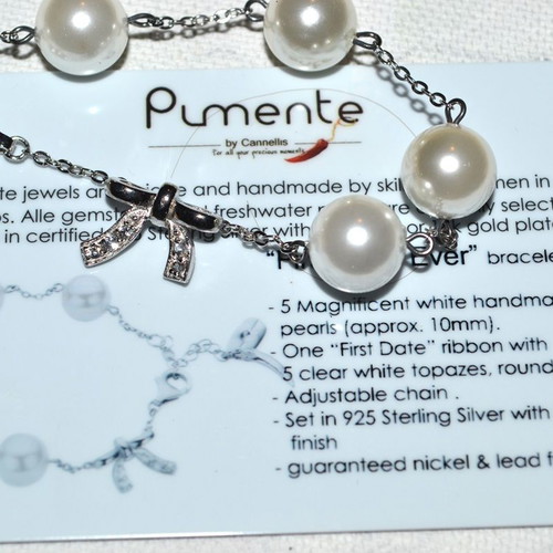Silver bracelet with pearls new
