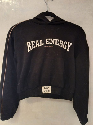Zara Black Cropped Hoodie Real Energy like new, with pocket