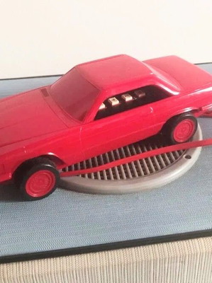 Retro car-shaped corded telephone used, red, 1980s collectible