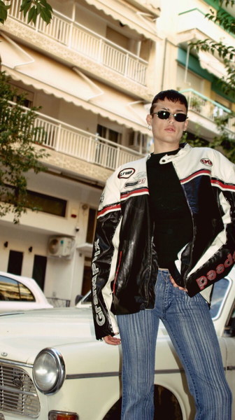 deadstock faux leather racer jacket
