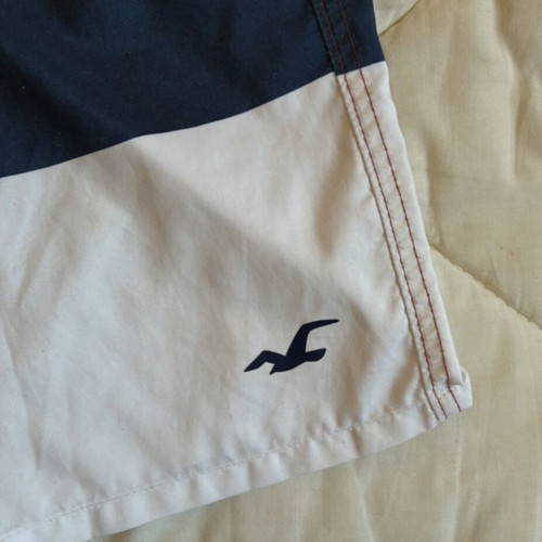 Hollister Board Shorts Size 28 XS Dark Blue Burgundy Striped Swim Trunks