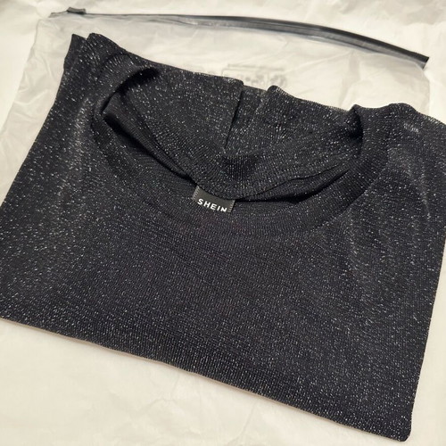 Shein black see-through women's blouse with shimmer, XL