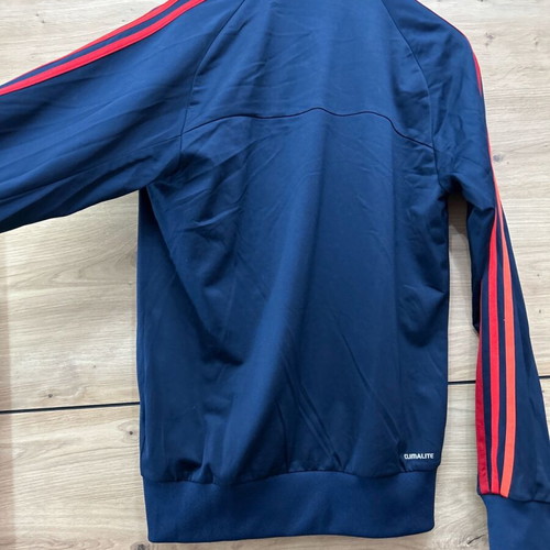 Adidas blue jacket used, XS, with red stripes