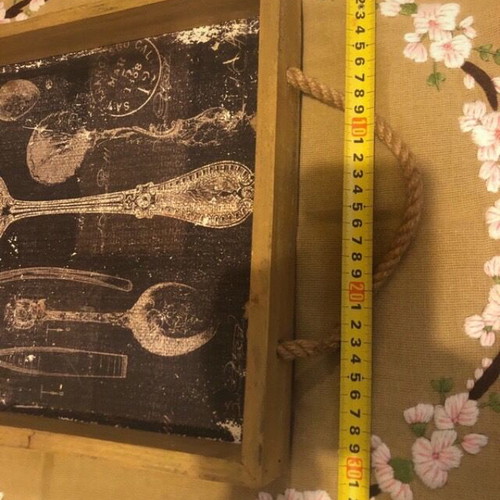 Wooden tray 30x40 like new with rope handles