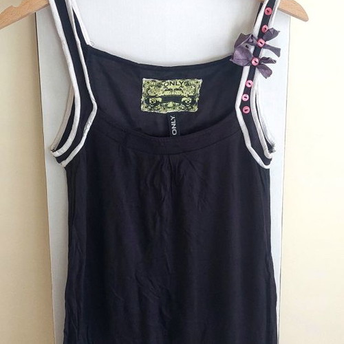 Only black long top with decorative bows and buttons, size S/M