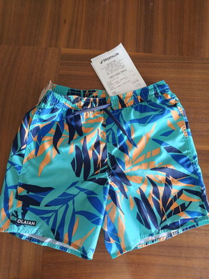 Boys' swim shorts new, size 8-9 years, blue multicolor