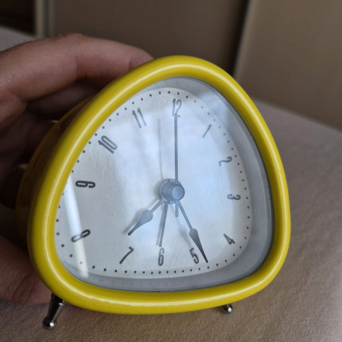 IKEA DROLLA Scandinavian Retro Alarm Clock like new, yellow
