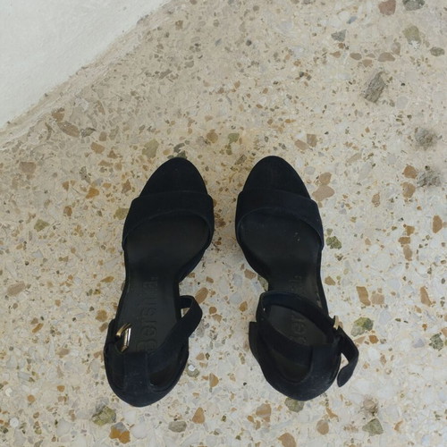 Bershka suede sandals size 38, used, black, 12.5 cm heel