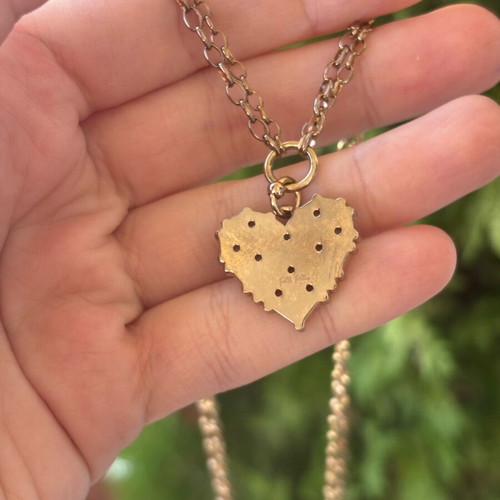 Folli Follie heart necklace with double chain in rose gold, like new