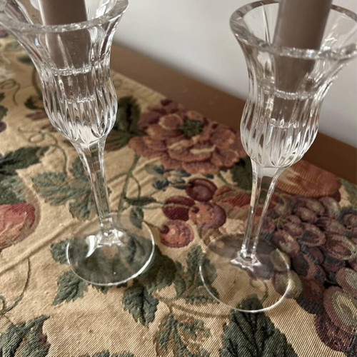 Crystal candlesticks like new, set of 2, 20 cm height