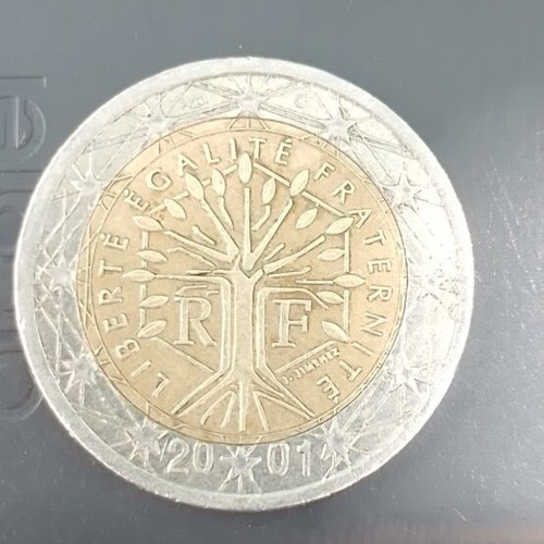 2 Euro Coin France 2001 used, Tree of Life