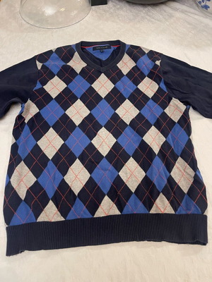 Tommy Hilfiger argyle sweater used, xl, harlequin style