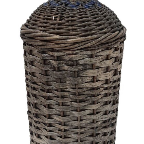 Antique Demijohn 3L Brown Glass and Wicker Early 20th Century Used