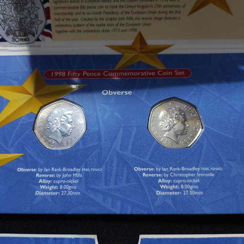 United Kingdom 1998 Fifty Pence Commemorative Coin Set Brilliant Uncirculated