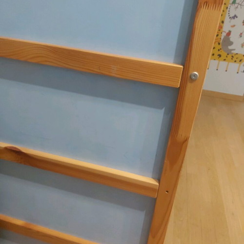 Low bed used that converts to high bunk with 2 mattresses