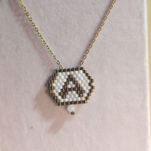 Monogram Necklace new, handmade, white and gold colors