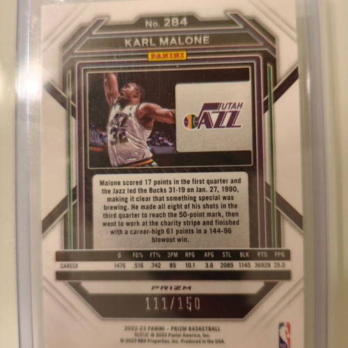 Panini Prizm 2022-23 Utah Jazz Karl Malone #284 numbered card 111/150