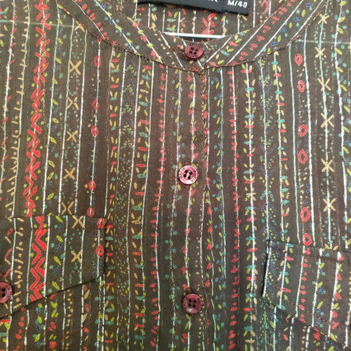 Antik Batik Boho cotton shirt with gold thread size M new