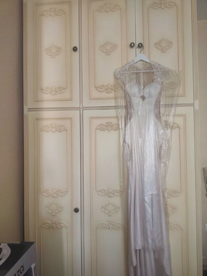 Three-door wardrobe used with carved vintage details and patina